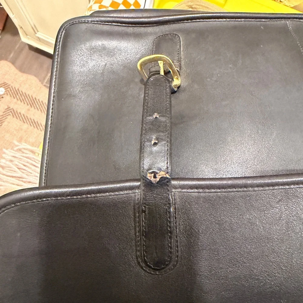 HP🌺RaRE COACH VINTAGE Classic Black Leather Briefcase